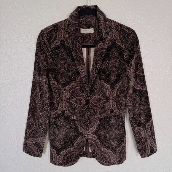 Circolo 1901 Blazer Jacket Women 40 IT Velvet Paisley Floral Preppy Classic 4 US